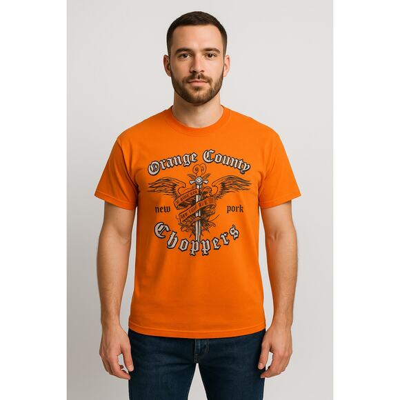 Vintage Biker Tee Orange County Choppers Graphic Orange Men’s L - Picture 1 of 6